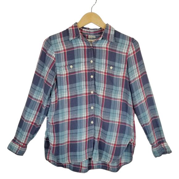 Ralph Lauren Denim & Supply Women's Linen Cotton Blend Plaid Flannel Shirt M - Picture 1 of 5